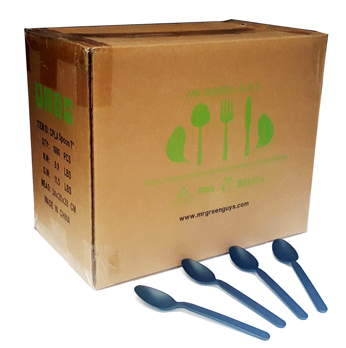 100% Compostable Spoons - Mr Green Guys - BPi Certified