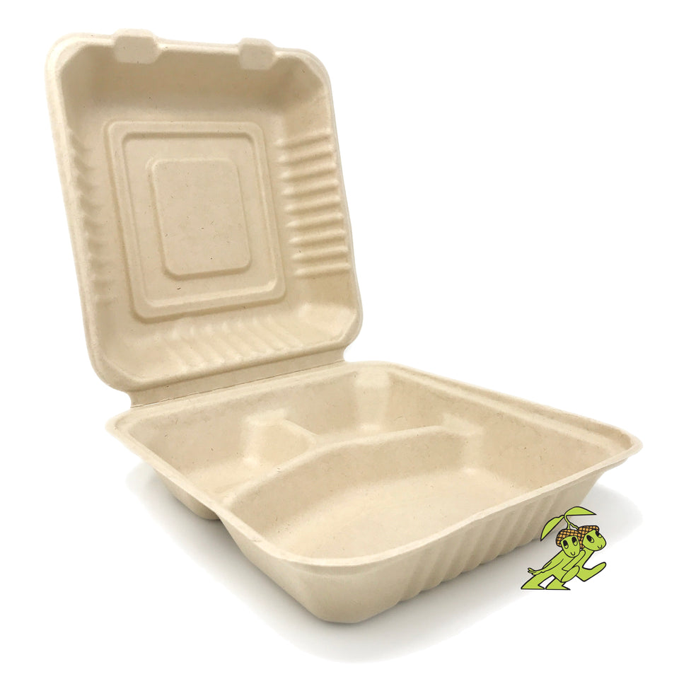 Compostable 10 by 3 Compartment Plates (White) – Mr Green Guys