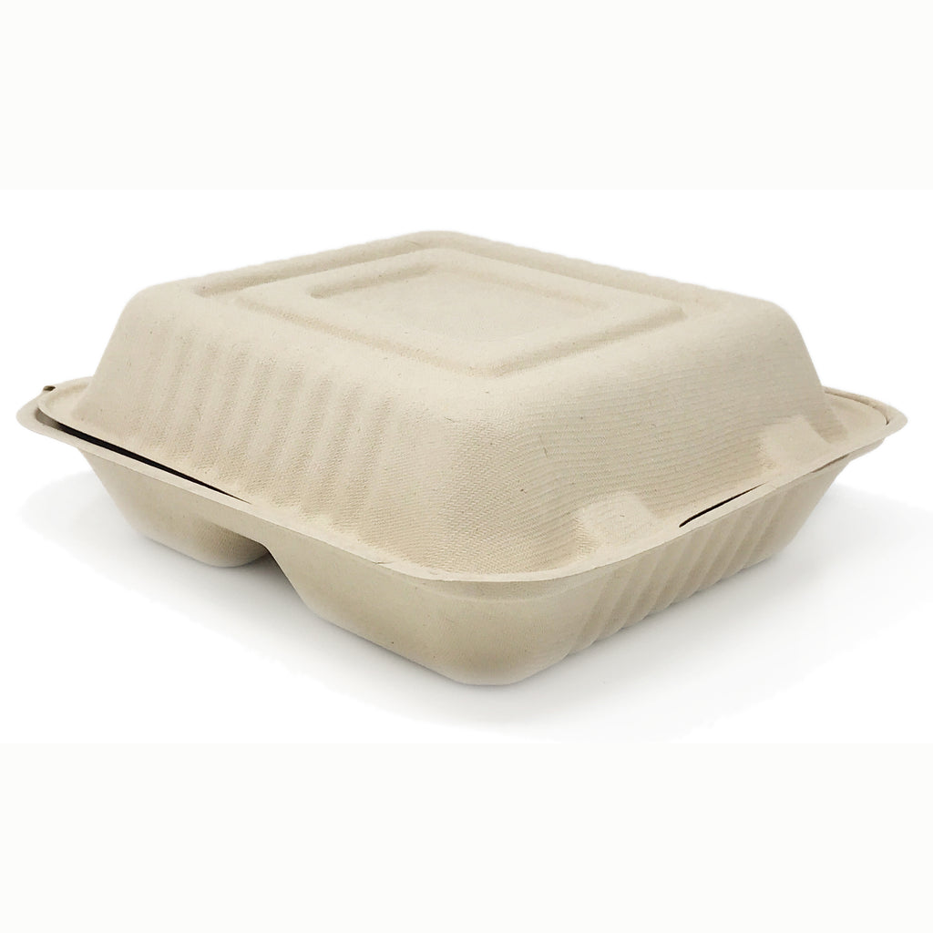 Compostable 8 inch to-go container - Mr. Green Guys takeaway boxes