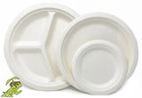 Compostable 10" by 3 Compartment Plates (White)